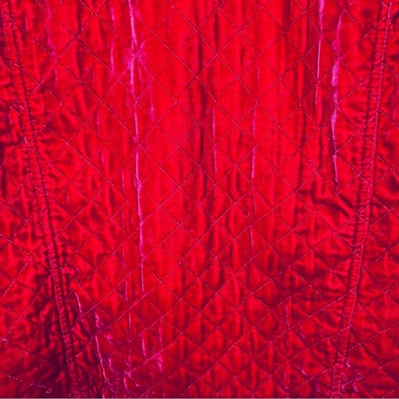 Coldwater Creek Red Quilted Velvet Jacket Size Large Petite - Picture 6 of 10